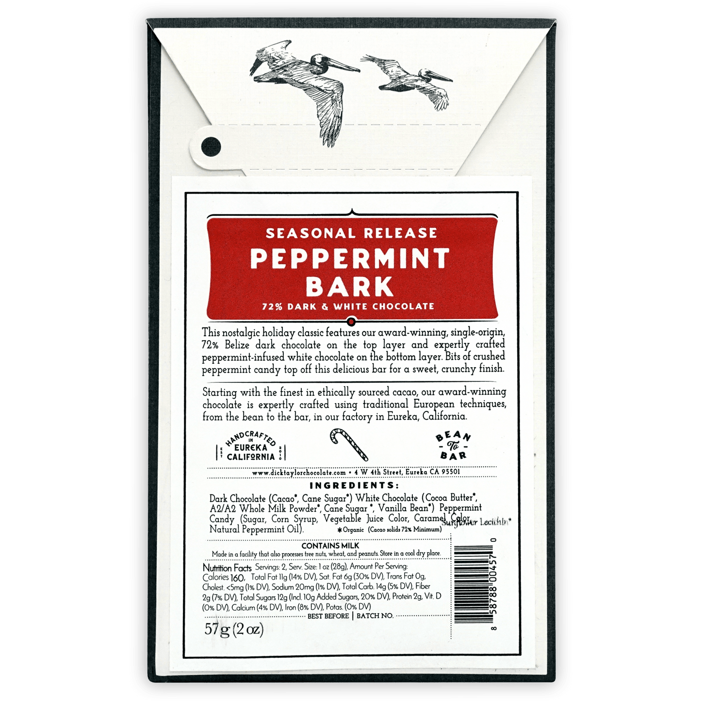 Dick Taylor Peppermint Bark Bar with pelicans wrapper