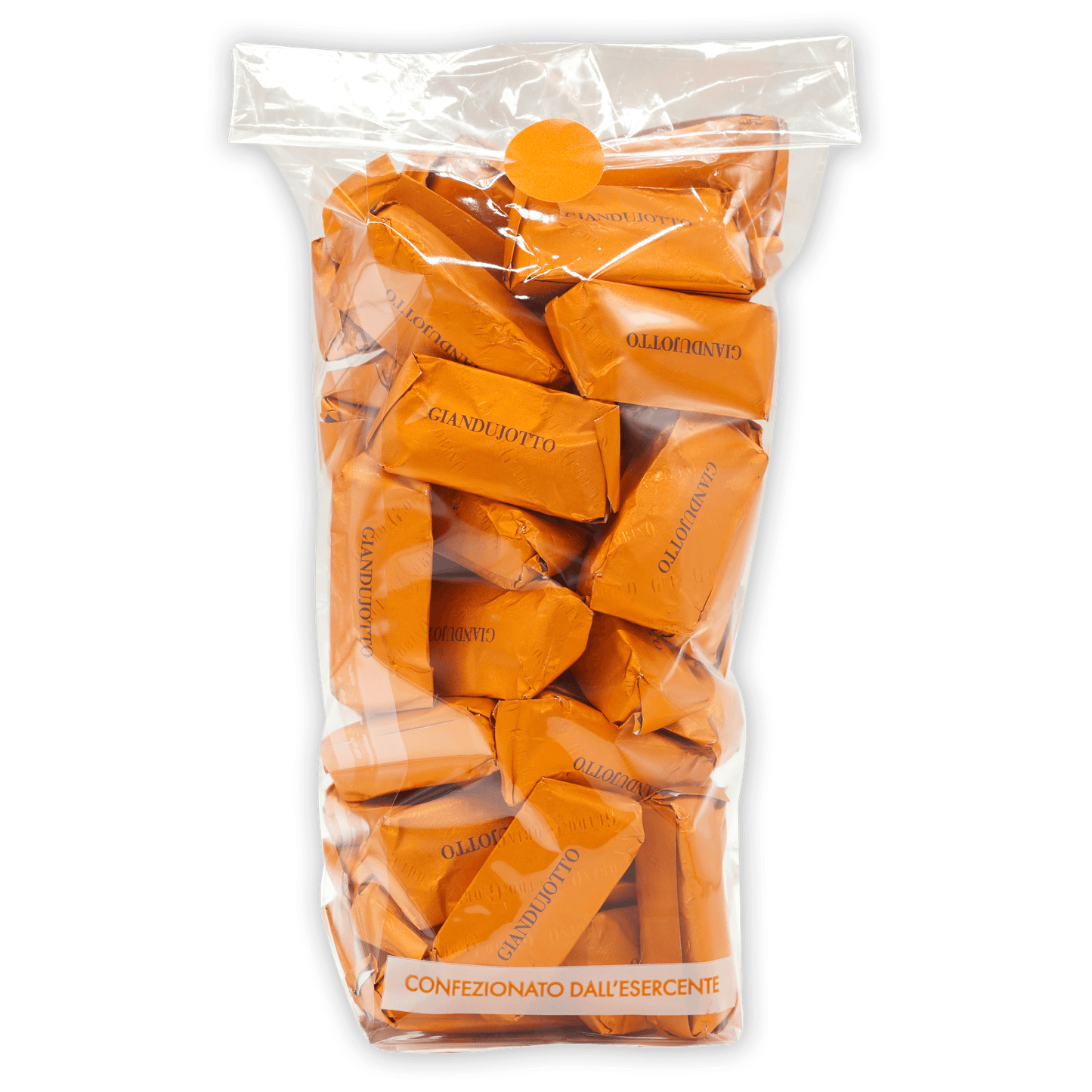 Guido Gobino classic giandujotto bag of foil-wrapped orange candies