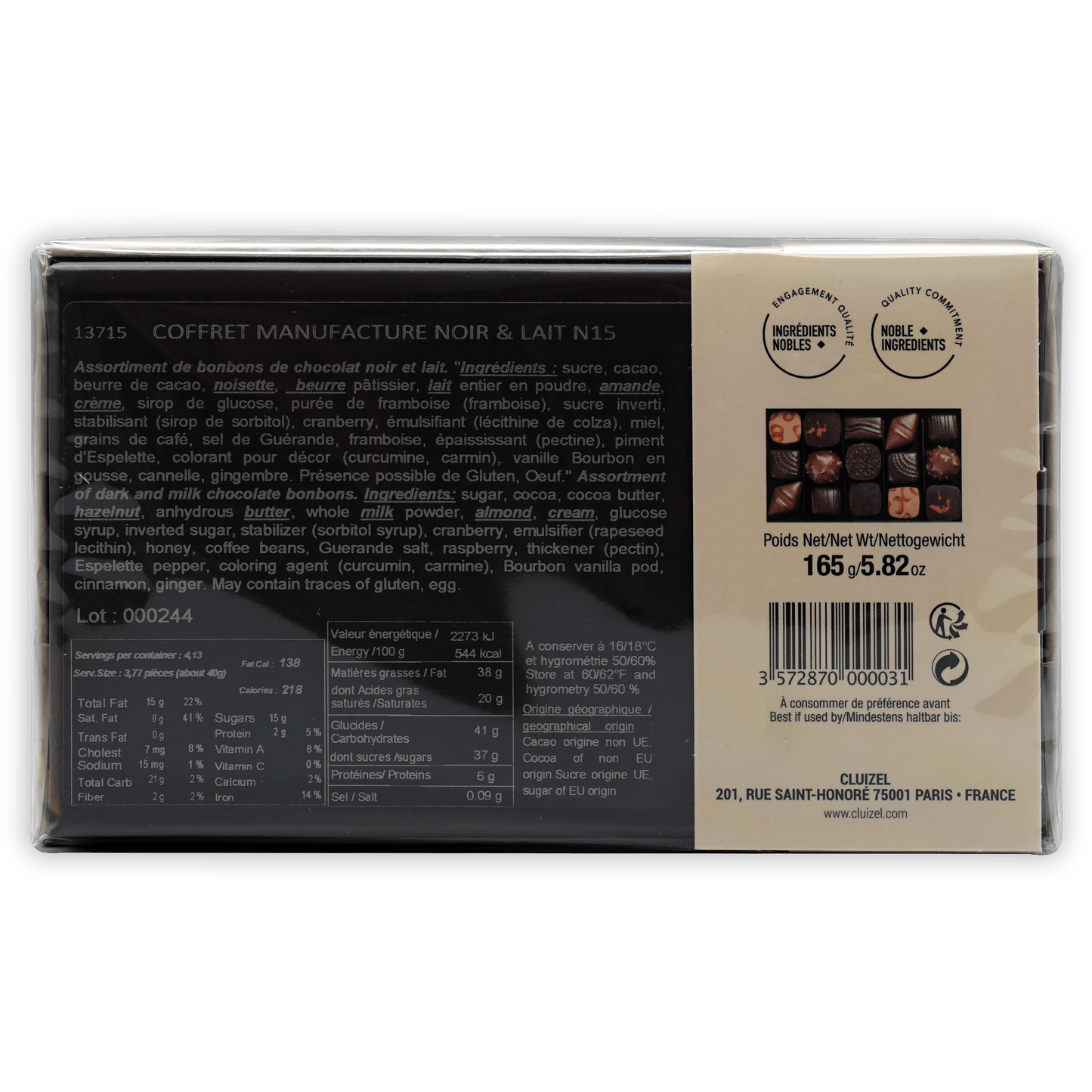 Michel Cluizel 15-piece dark and milk chocolate bon bons gift box