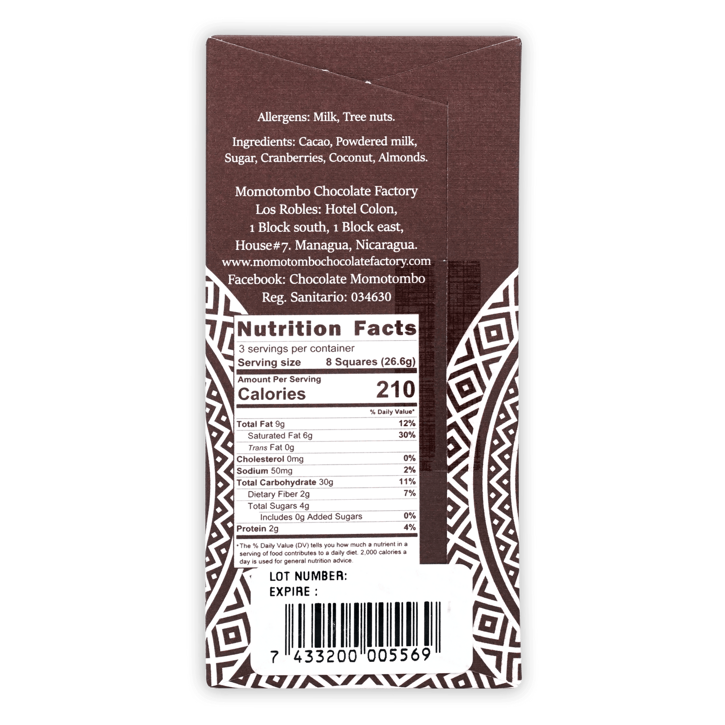 Momotombo Milk Cranberry Coconut Almond 45%