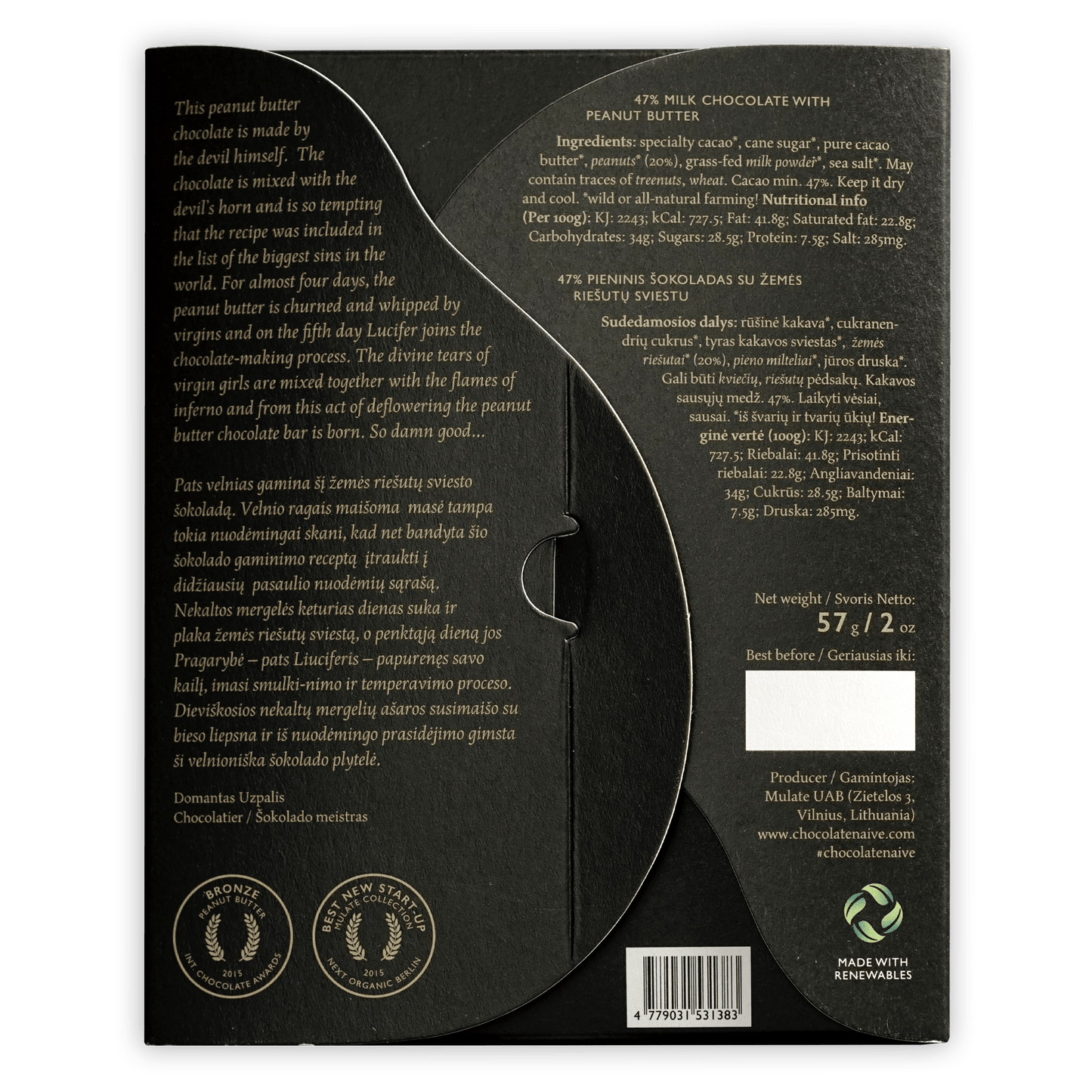 Naive Peanut Butter Milk Chocolate 47%