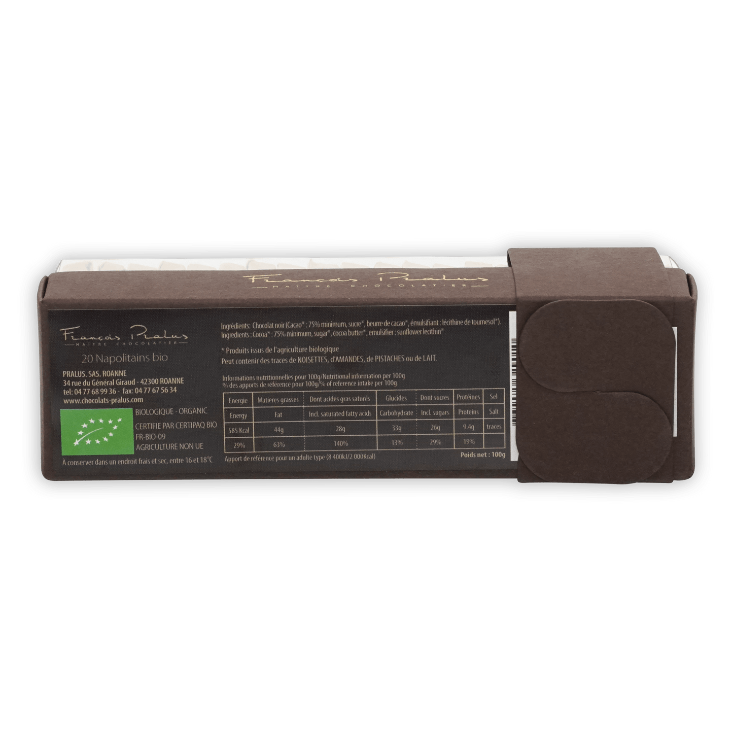 Pralus Napolitans Organic Vintages 20-piece chocolate bar box