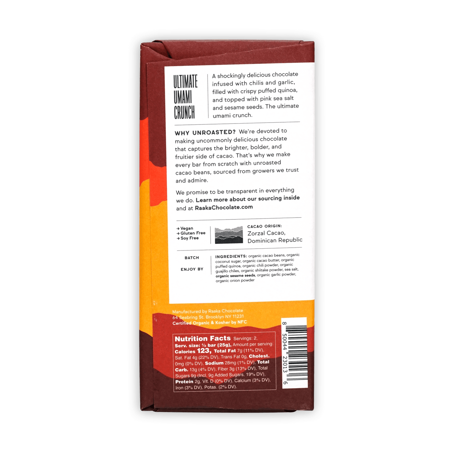 Raaka Momofuku Chili Chocolate 54% limited edition with Ultimate Umami Crunch by Rasa