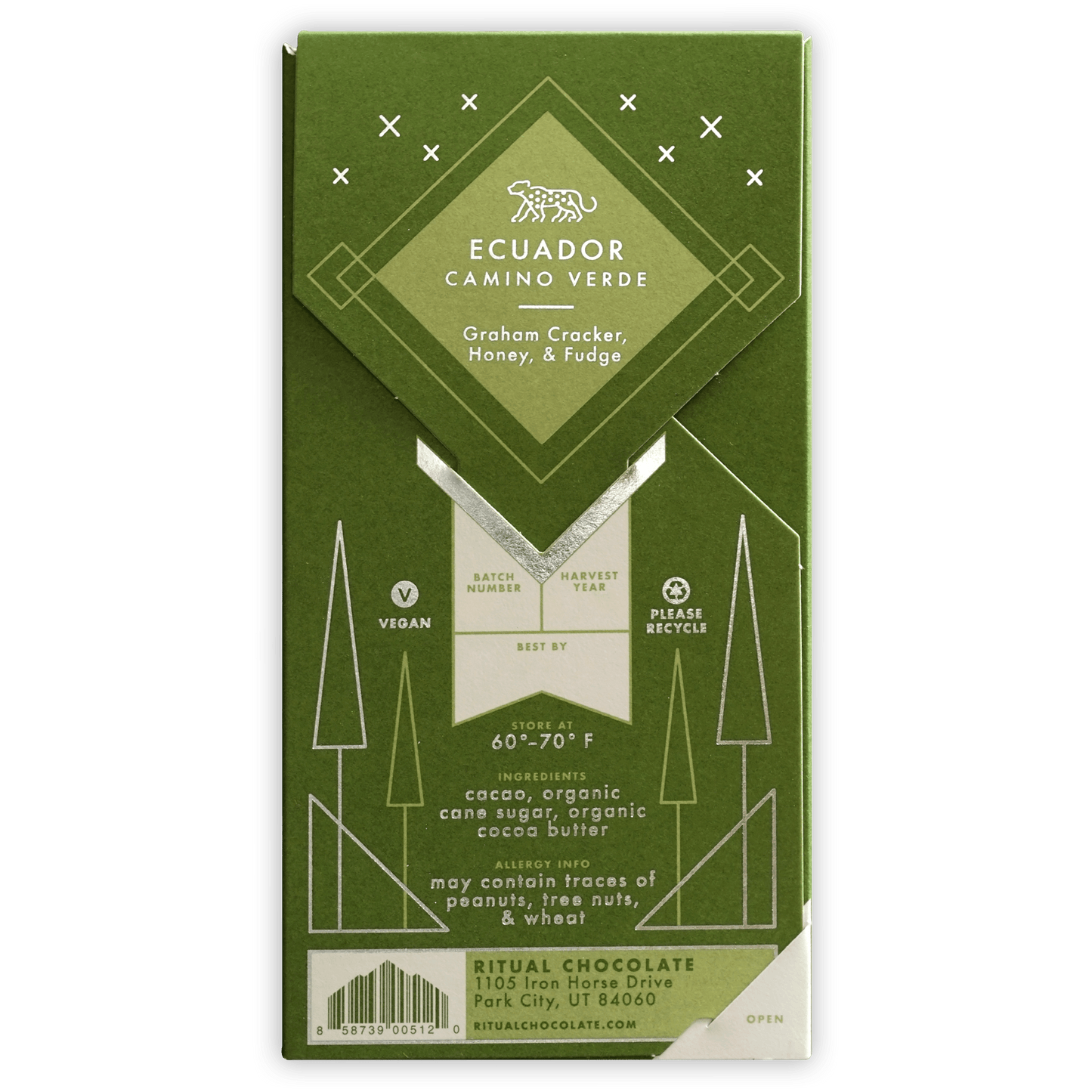 Ritual Ecuador 75% green wrapper with ecuador camino verde branding
