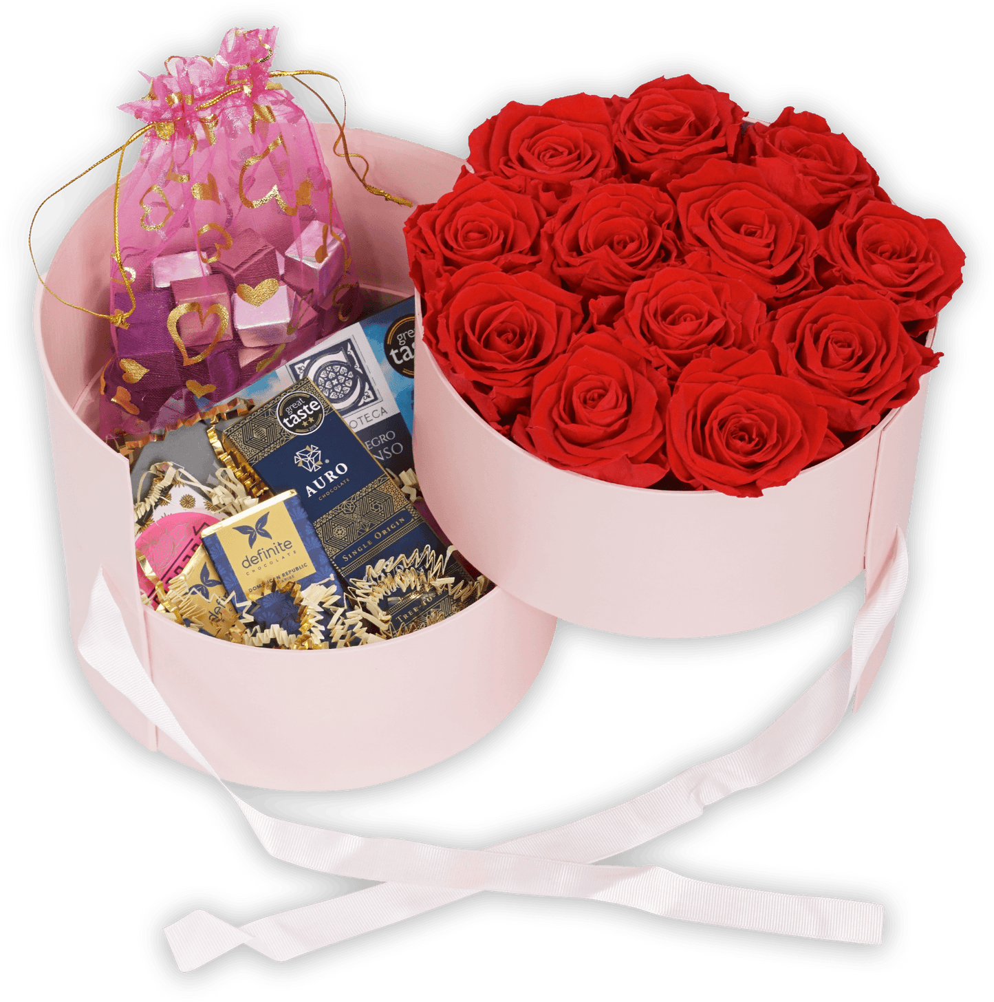 Sending Love Pink Double Gift Box (Eternal Roses & Chocolate)