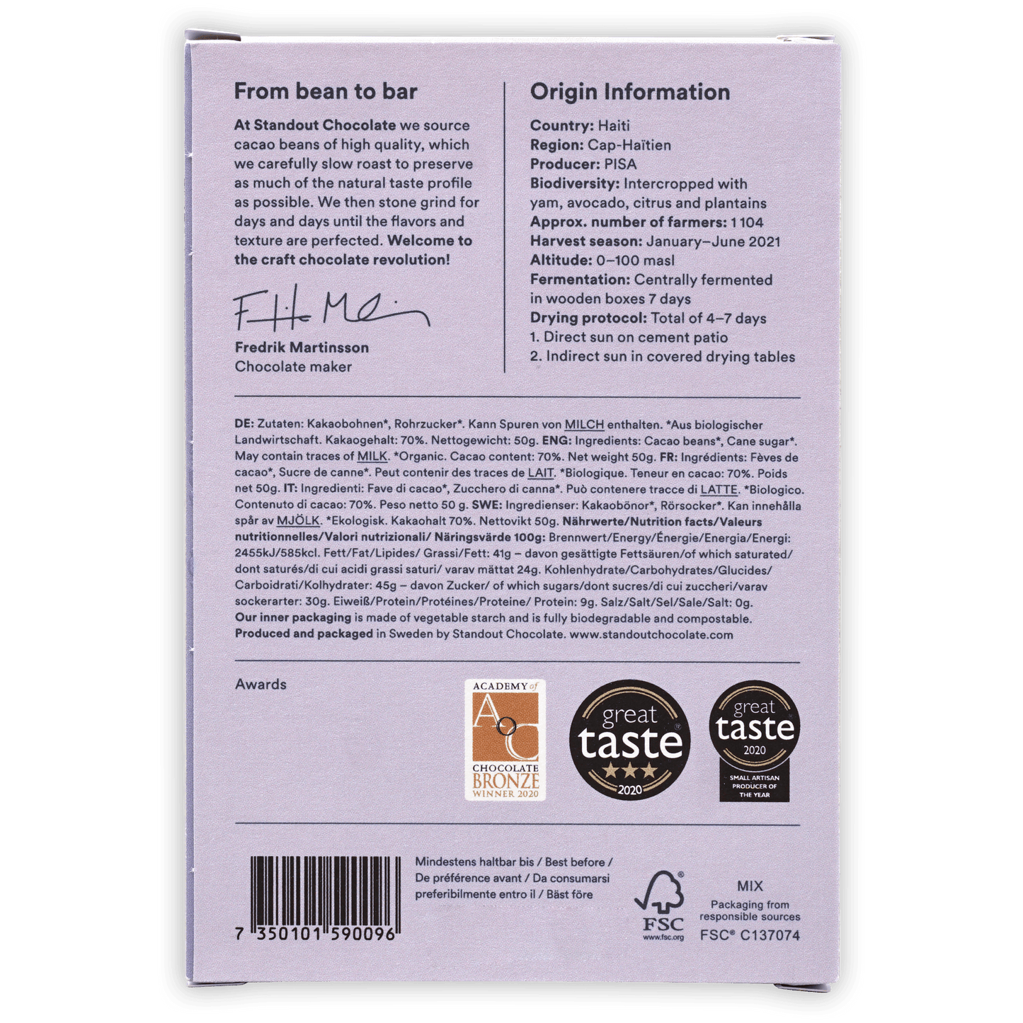 Standout Chocolate Haiti Cap-Haitien 70%