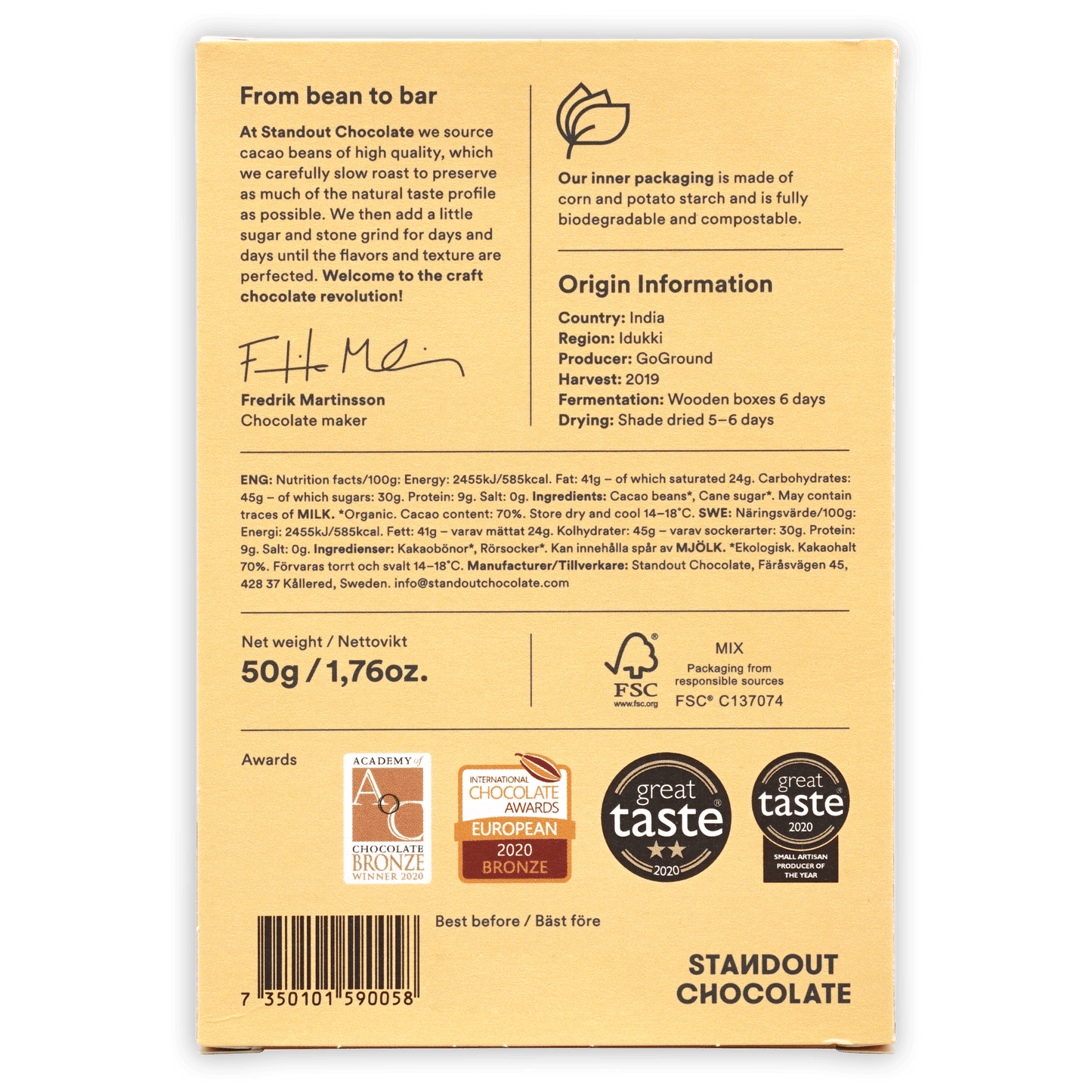 Standout Chocolate India Idukki 70%