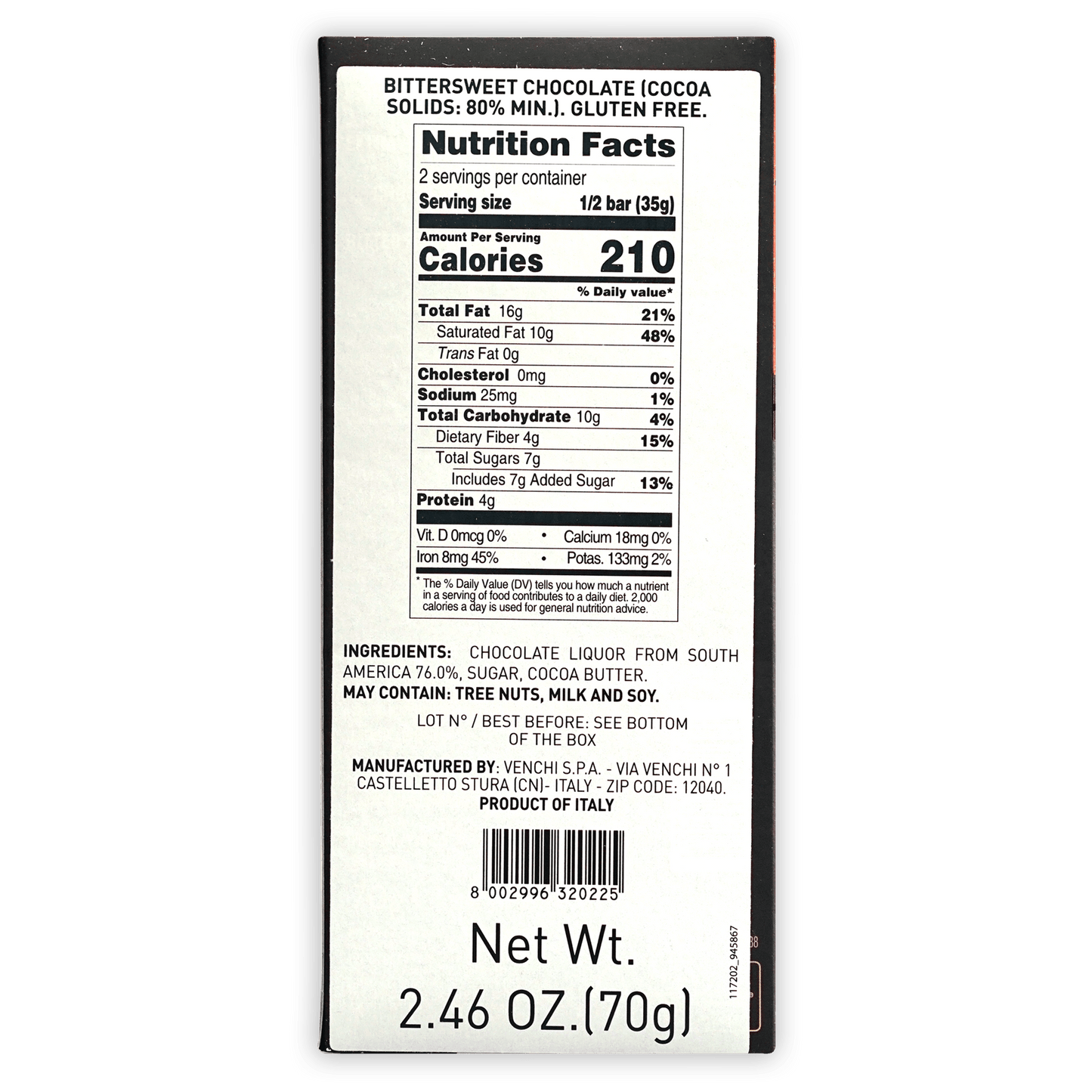 Venchi Sud (South) America Chocolate 80%