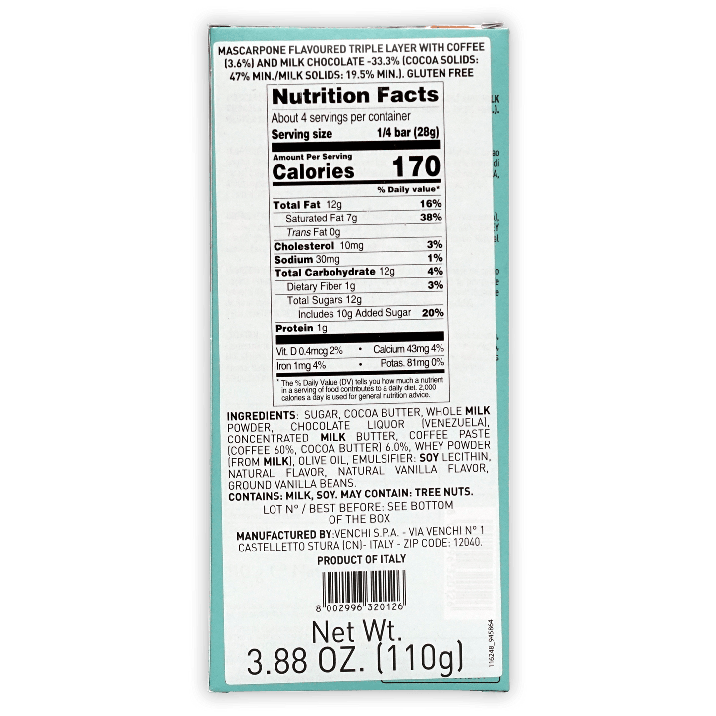 Venchi Tiramisu Milk Bar 47%
