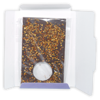 20/20 Dark Chocolate with Bee Pollen 60% bar topped with golden pollen in wrapper