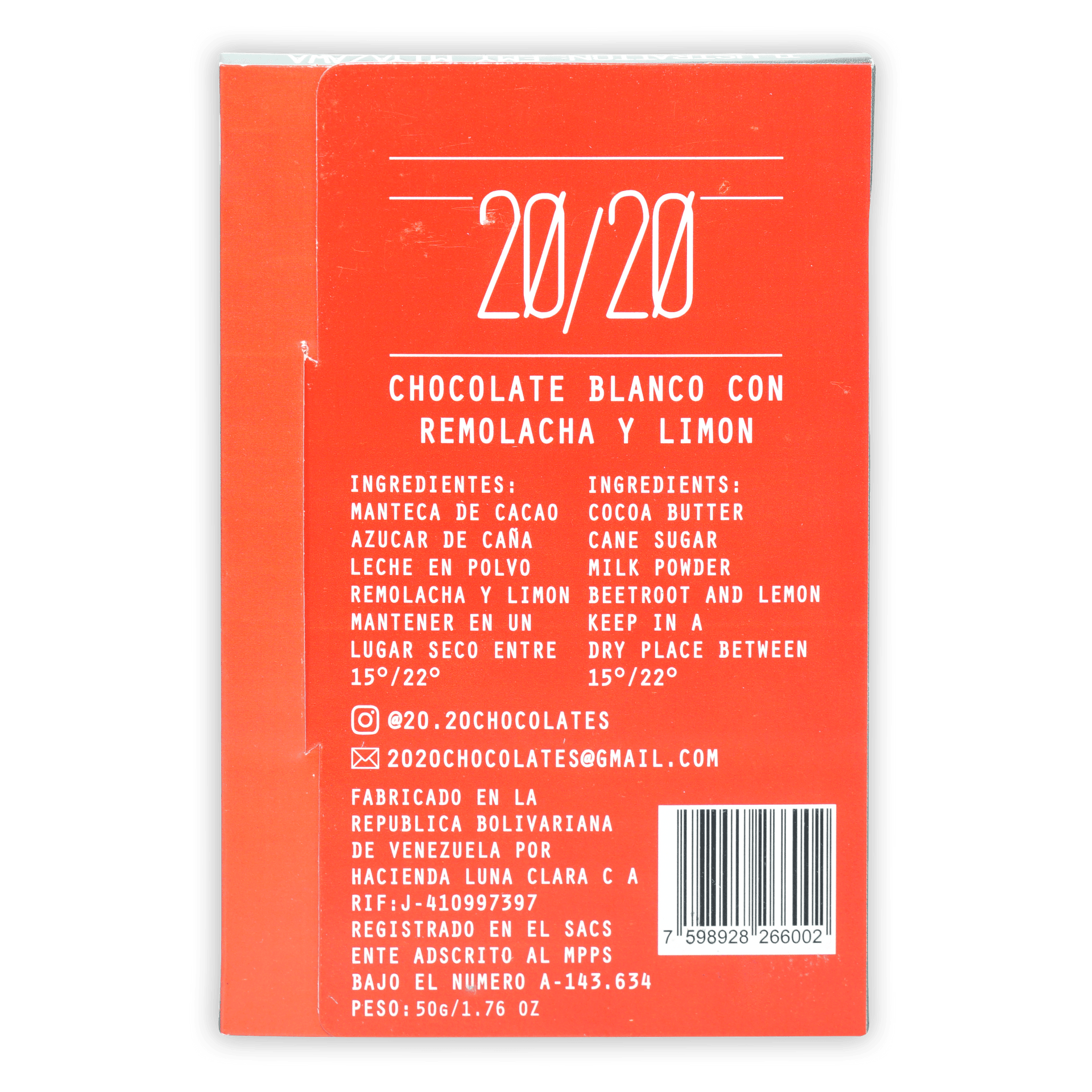 20/20 White Chocolate with Beetroot and Lemon box