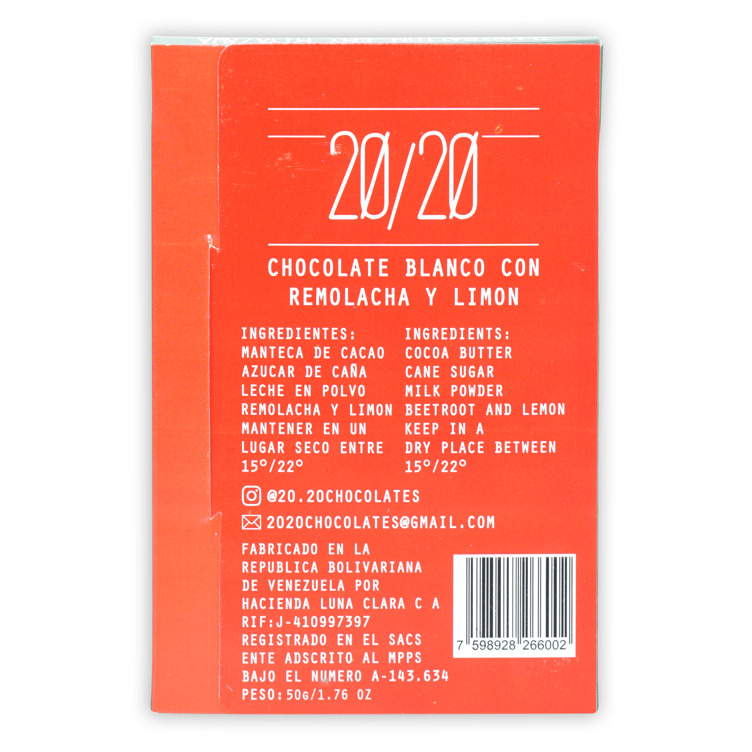 20/20 White Chocolate with Beetroot and Lemon box