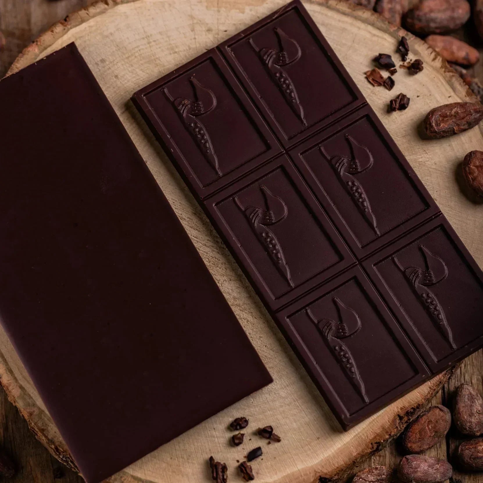 Loon Chocolate Dark Belize 75% bar with cacao pod design