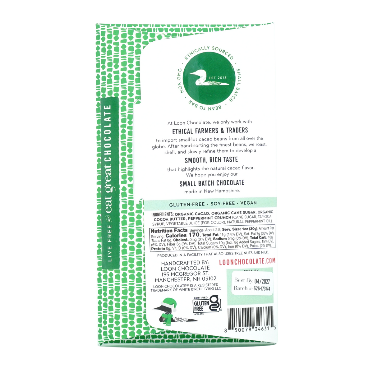 Loon Chocolate Dark Peppermint Crunch 70% (Seasonal)