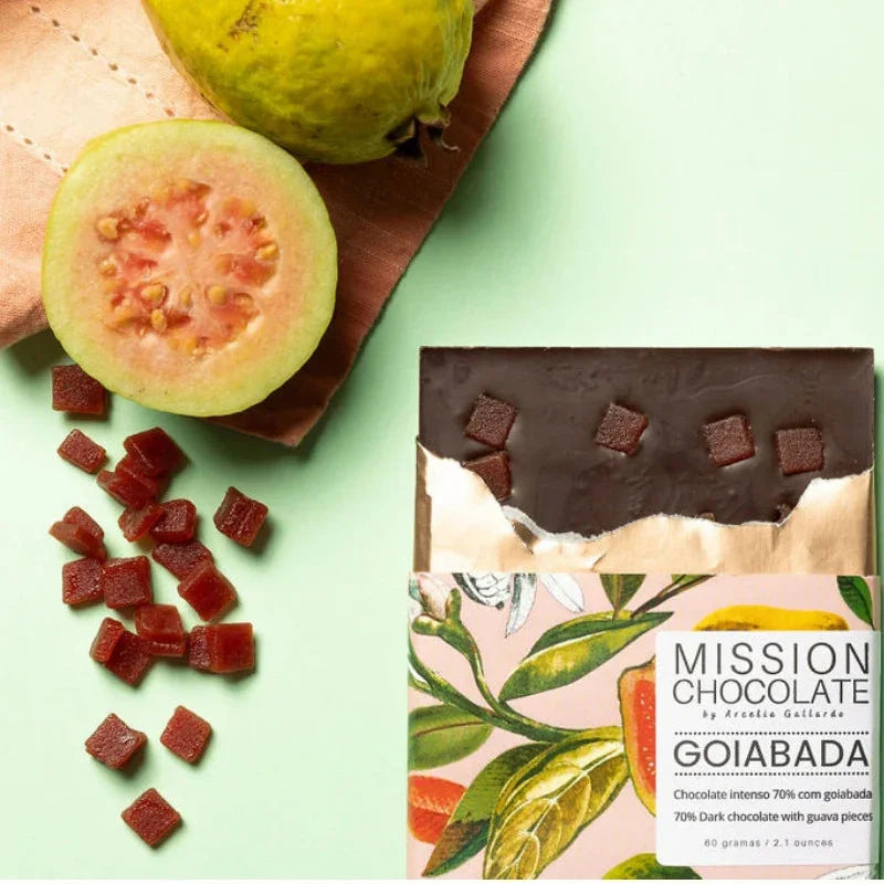 Mission Chocolate Goiabada 70% dark chocolate bar with guava pieces