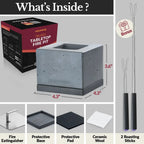 Gray concrete square fire pit tabletop with embossed brand for Gourmet S’mores Kit