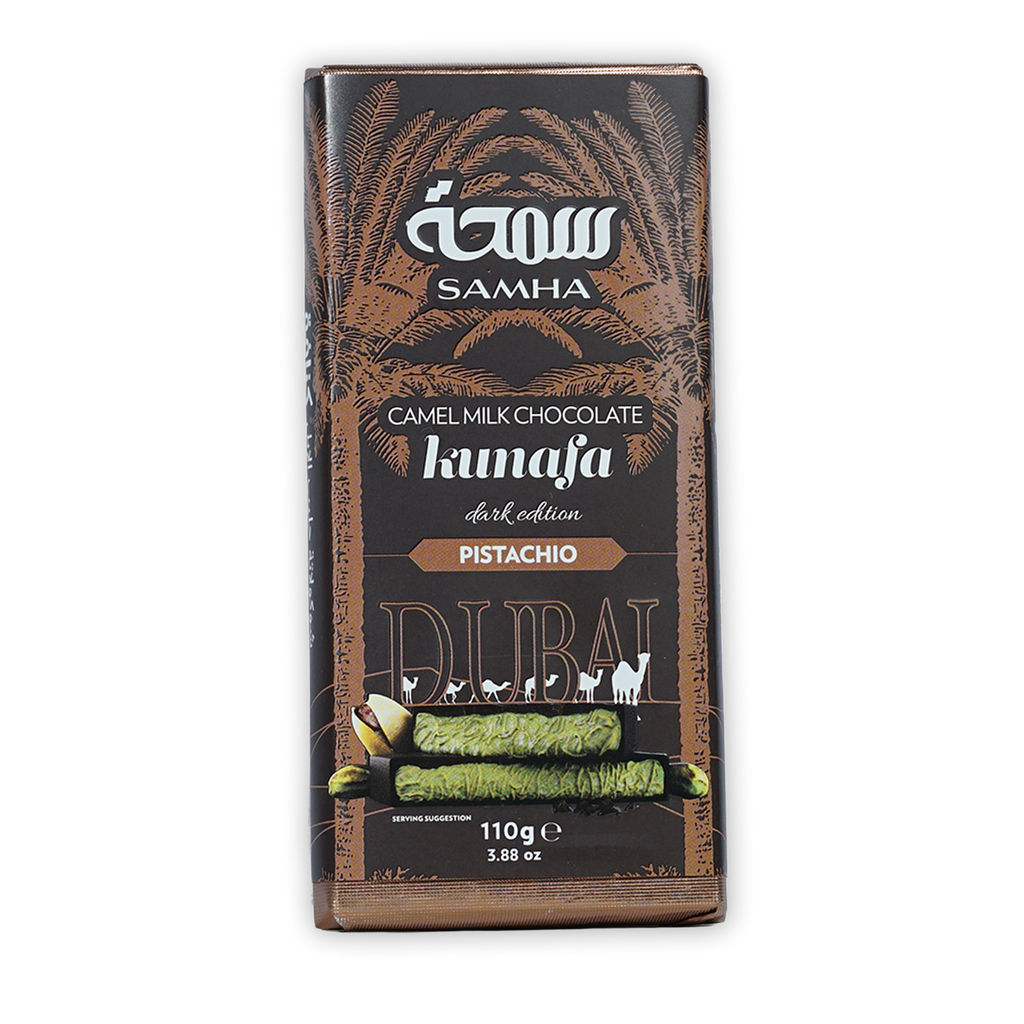 Samha Dubai Chocolate Dark Kunafa Pistachio Camel Milk Bar