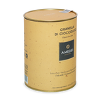 Amedei Toscana flaked chocolate golden tin with yellow speckled exterior