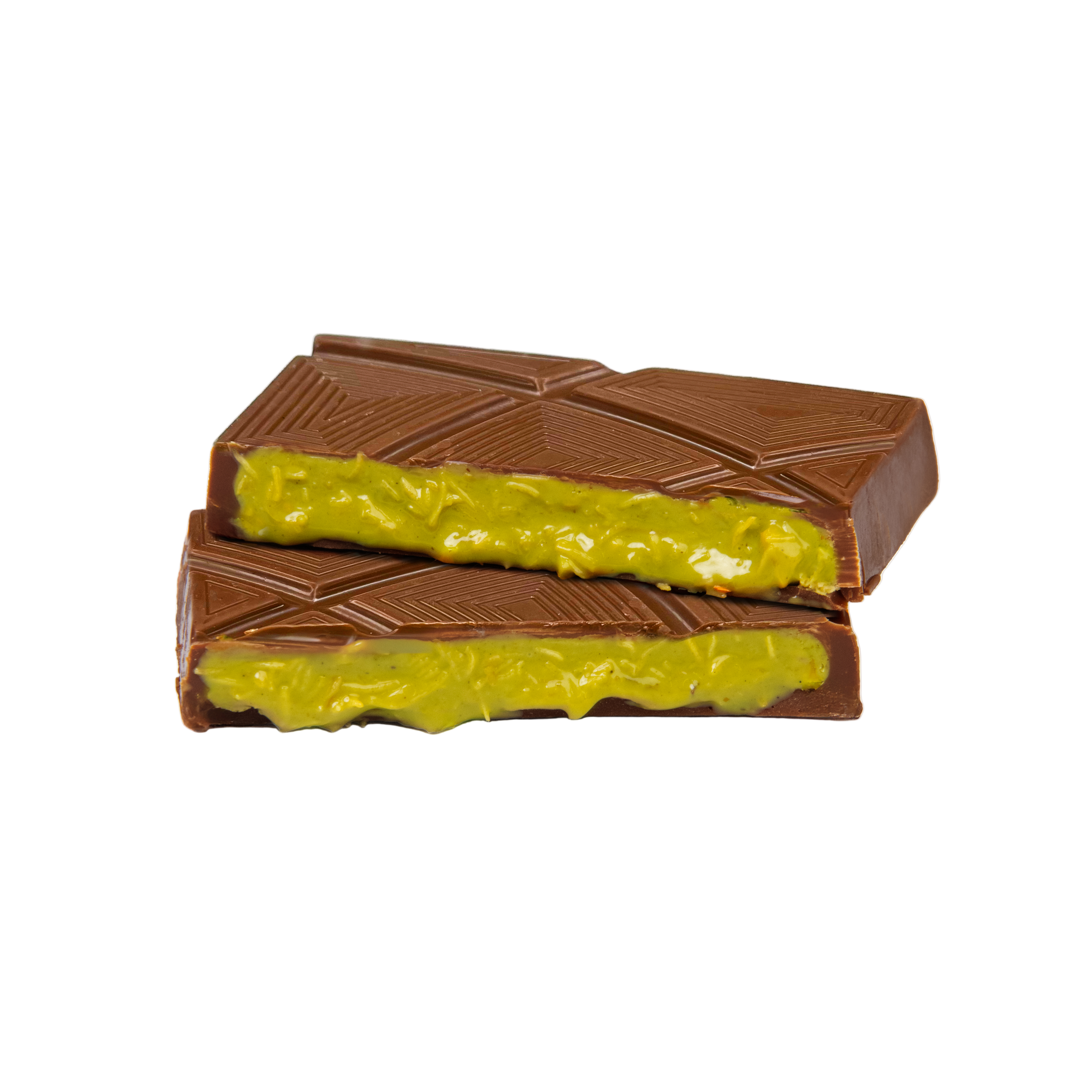 SNAAP Dubai Milk Chocolate 42% by Auro with dark geometric bar and green filling