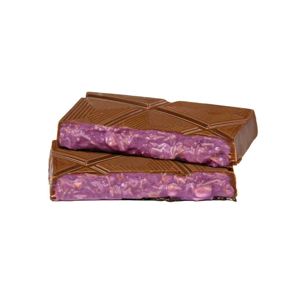 SNAAP Manila Ube Ganache Milk Chocolate 42% bar by Auro with nuts
