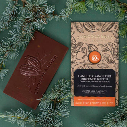 Chocolarder Candied Orange Peel Brown Butter Milk Chocolate 60%