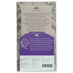 Back of Chocolarder Dark Gola Rainforest 78% bar wrapper with beige purple botanical design