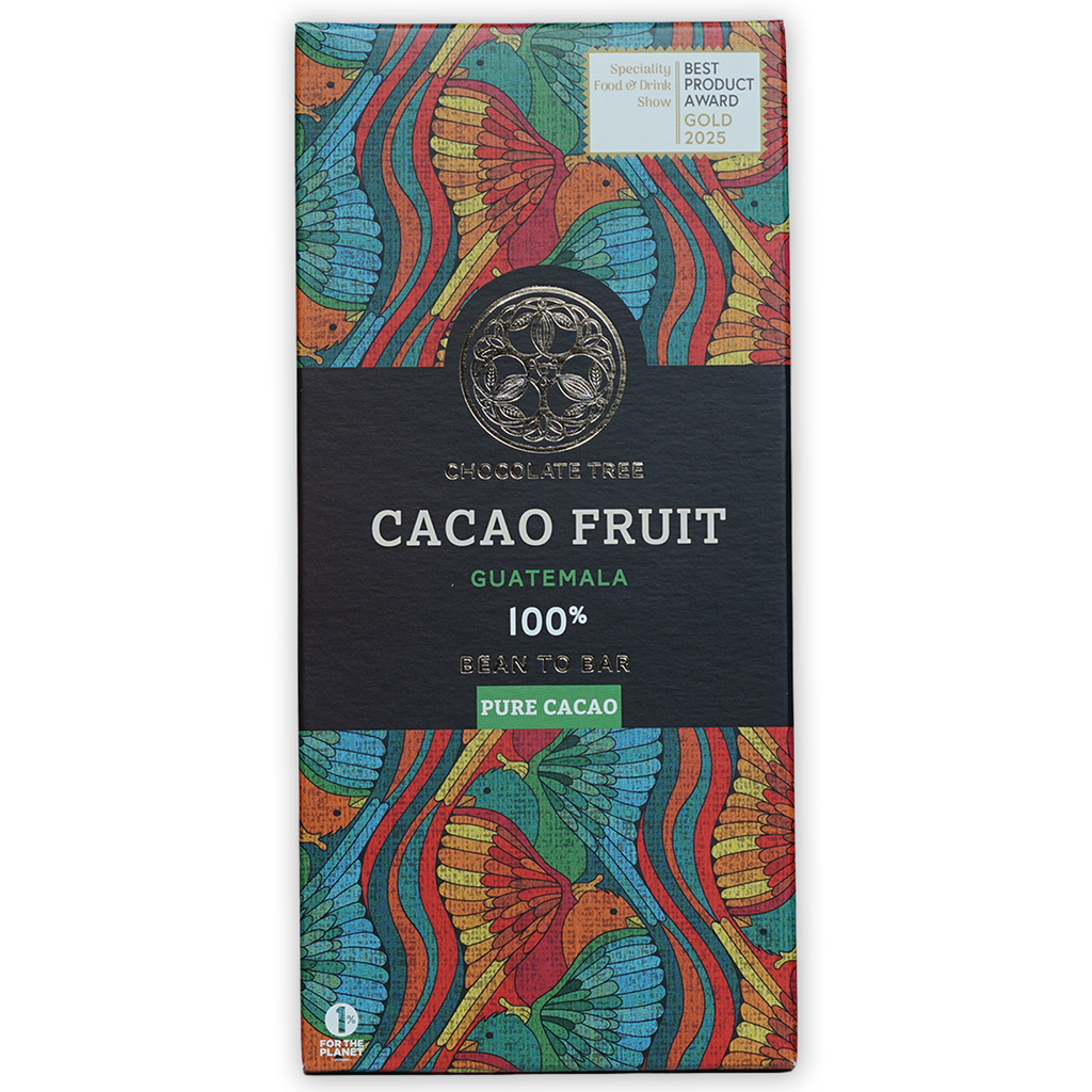 Chocolate Tree 100% pure cacao bar from Guatemala in vibrant wrapper