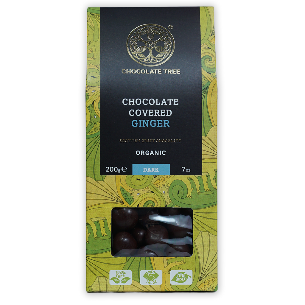 Chocolate Tree 70% dark chocolate-covered ginger organic 200g pack