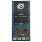Chocolate Tree Hot Chocolate Dark 70% bar in vibrant purple green botanical wrapper