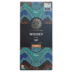 Chocolate Tree Dark Whisky Nibs 70% bar with teal geometric design