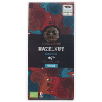 Chocolate Tree Hazelnut Gianduja 40% bean-to-bar chocolate bar with red blue animal wrapper