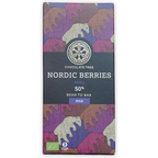 Chocolate Tree Milk w/ Nordic Berries 50% bar in bear-patterned wrapper