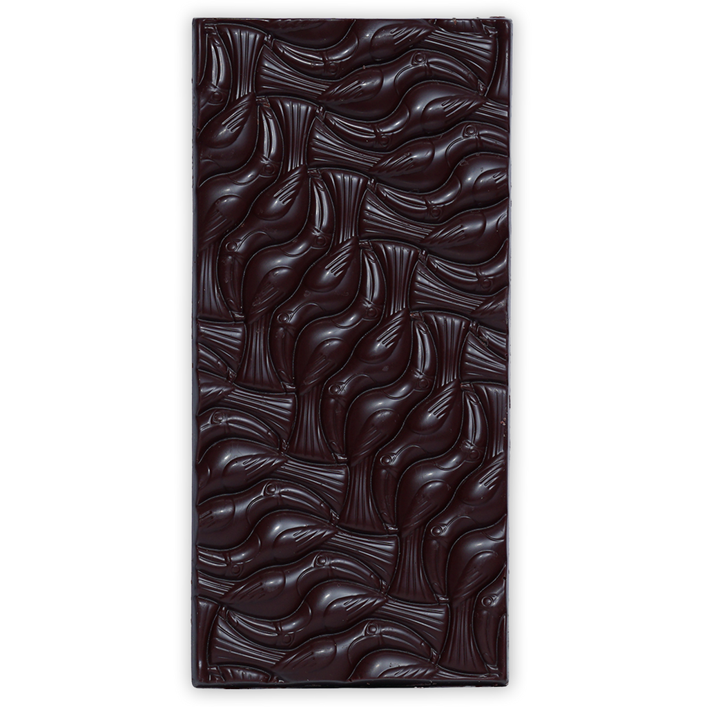Chocolate Tree Milk w/ Nordic Berries 50% dark chocolate bar with raised bird designs