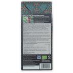 Back of Chocolate Tree Hot Chocolate Winterspice wrapper with colorful geometric patterns, ingredients and nutrition facts