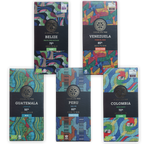 Chocolate Tree Single Origin Bars Bundle: 5 rectangular bars with colorful abstract art