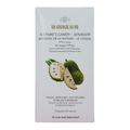The organic house nature’s candy soursop dark 70% chocolate bar with white wrapper featuring green and black soursop imagery
