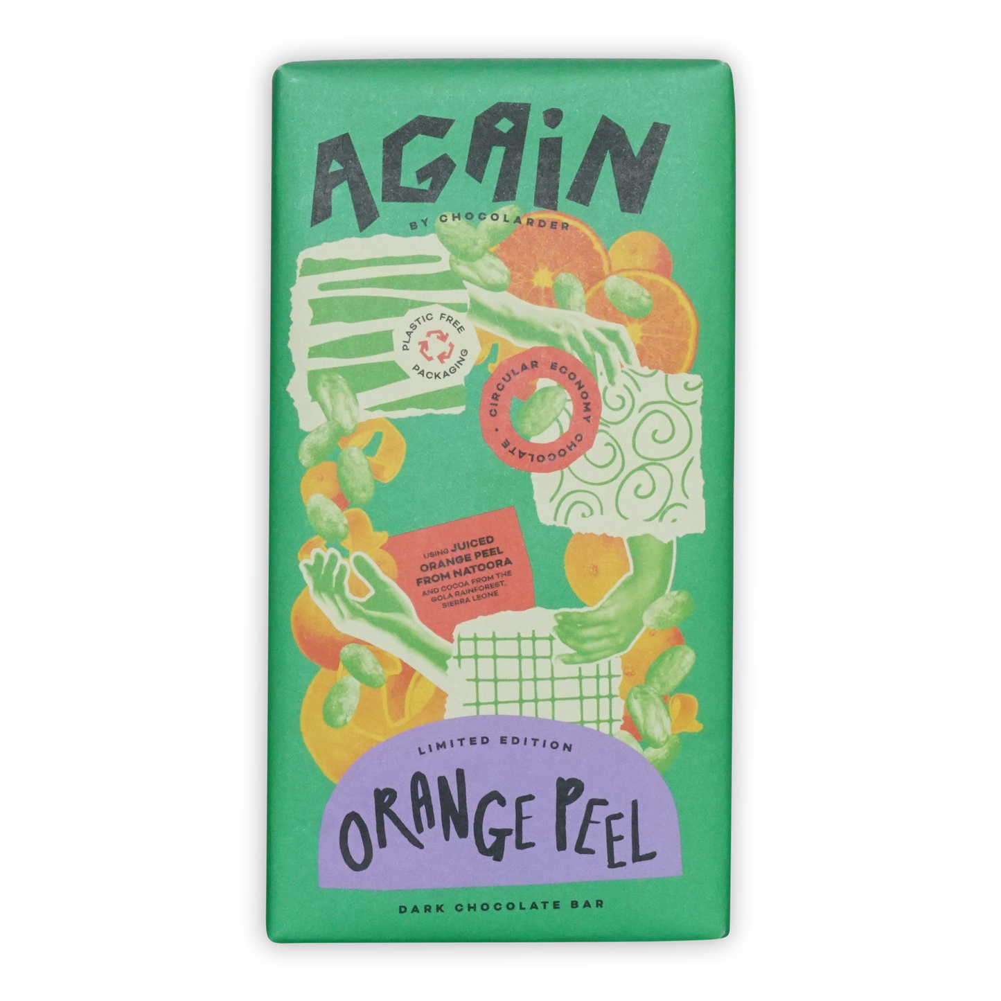 Chocolarder Orange Peel Dark Chocolate 68% vibrant green wrapper