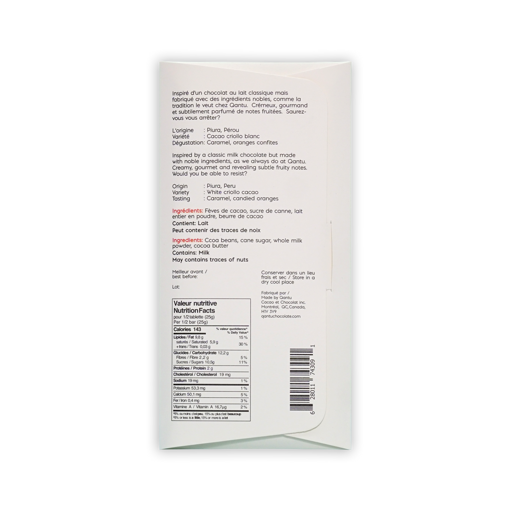 Qantu Milk Chocolate Crème de la Crème 45%