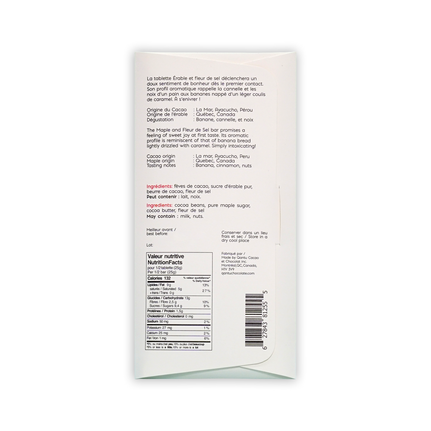 Qantu Chocolate Maras Maple & Fleur de Sel 60%