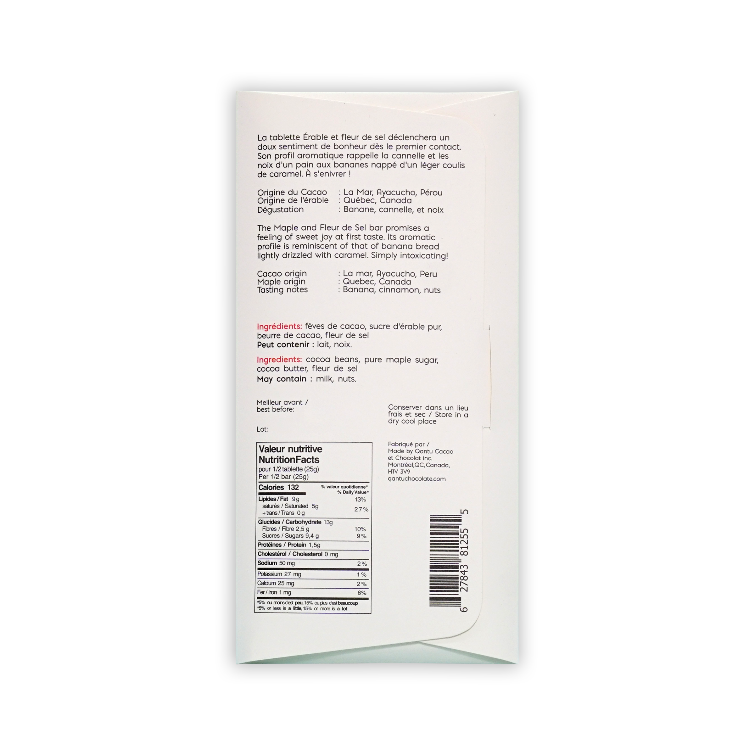 Qantu Chocolate Maras Maple & Fleur de Sel 60%