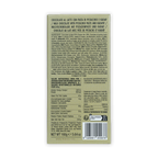 Back of Domori Dubai 160g milk chocolate bar with pistachio paste and kadaif wrapper