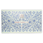 Domori Great Classics No 8 box with blue floral pattern and pink text