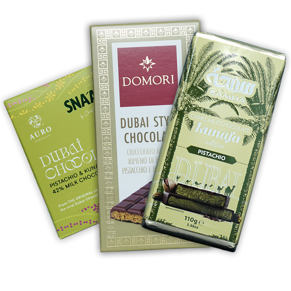 Best Dubai Chocolate Bundle kunafa edition green bar with palm trees