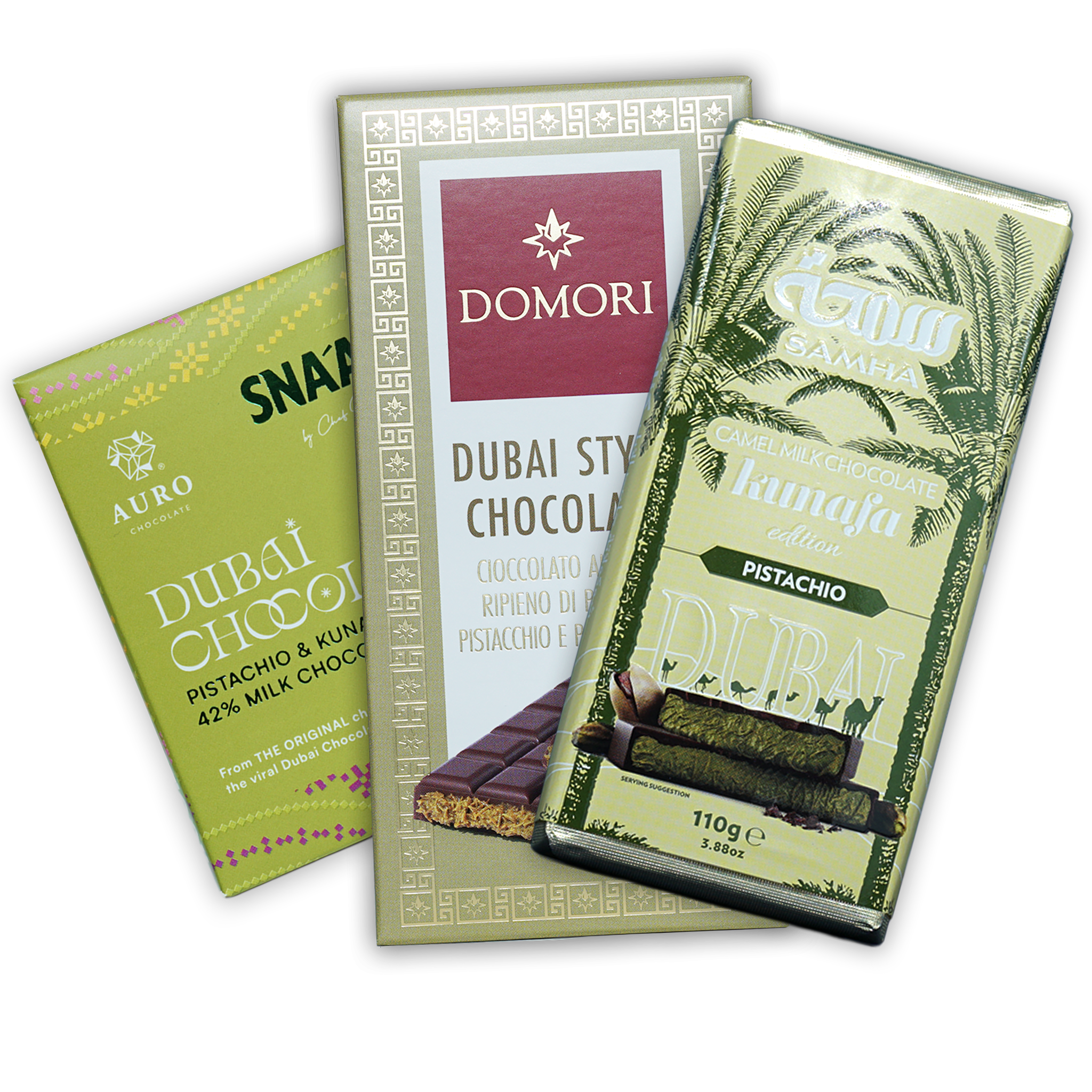 Best Dubai Chocolate Bundle kunafa edition green bar with palm trees