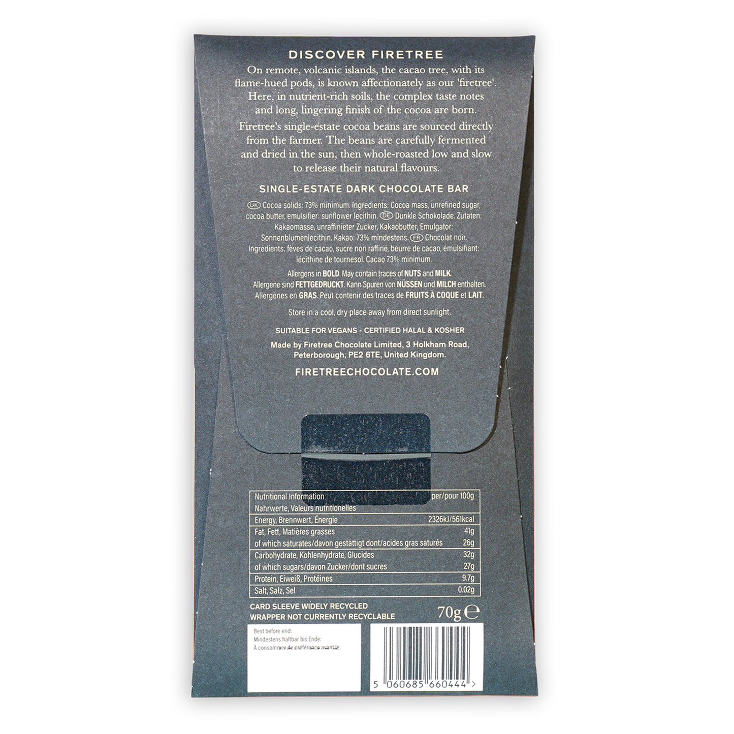 Firetree Philippines Mindanao Island 73% dark chocolate bar wrapper