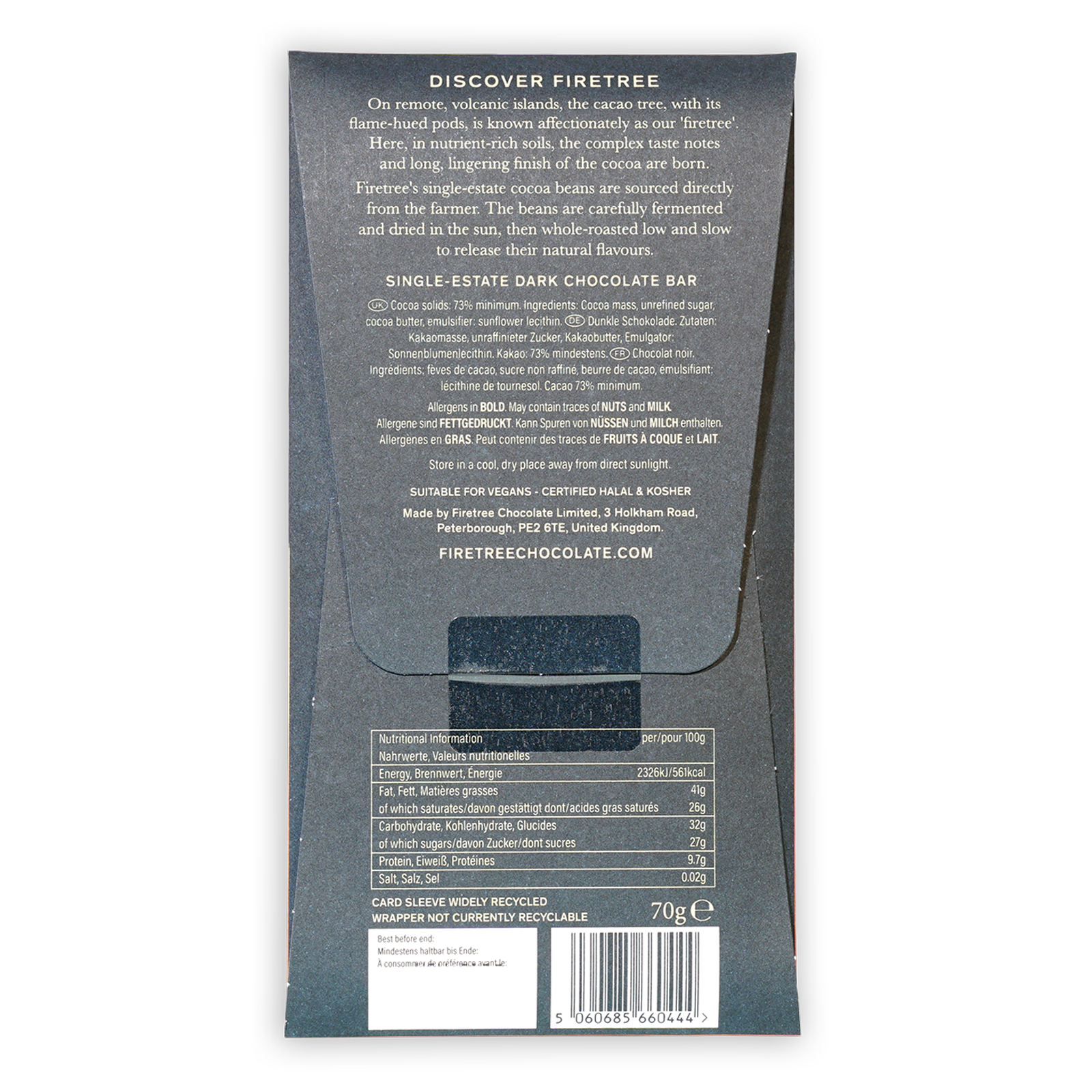 Firetree Philippines Mindanao Island 73% dark chocolate bar wrapper