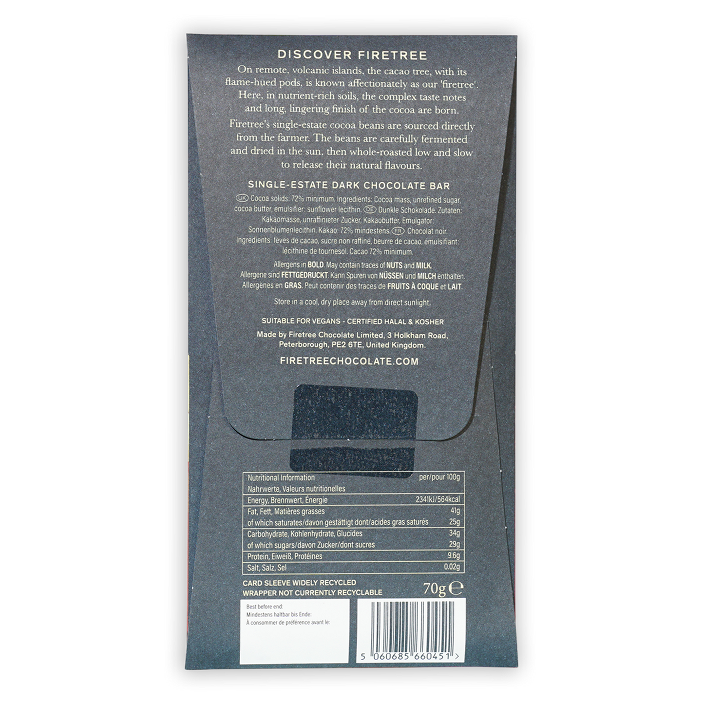 Firetree Vanuatu Malekula Island 72% dark gray chocolate bar wrapper