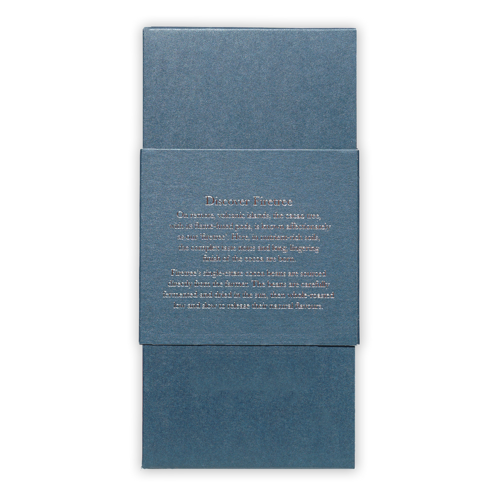 Matte blue textured Firetree Mik & Dark Chocolate Gift Collection packaging