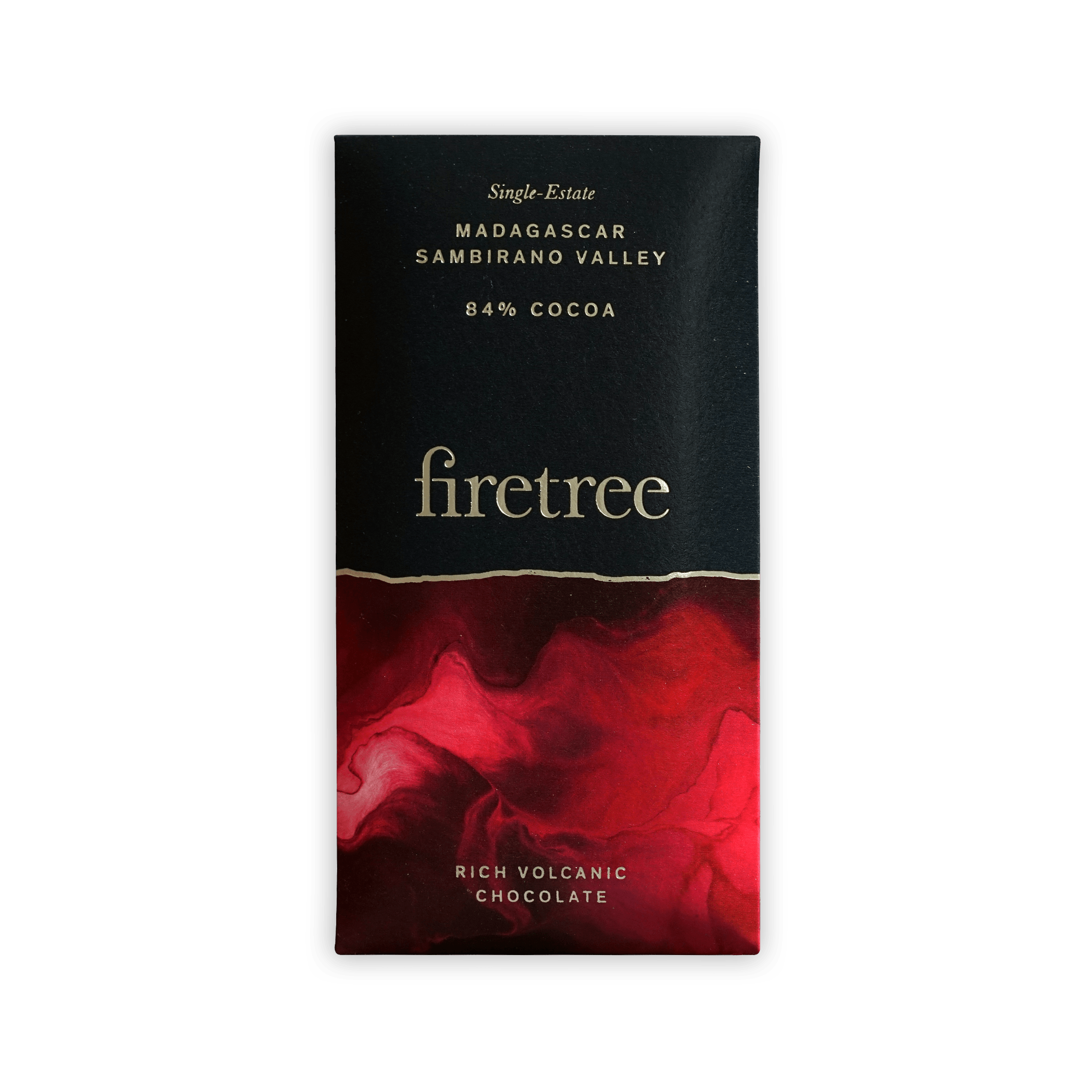 Firetree Mini Sambirano 84% black red wrapper, Madagascar volcanic chocolate