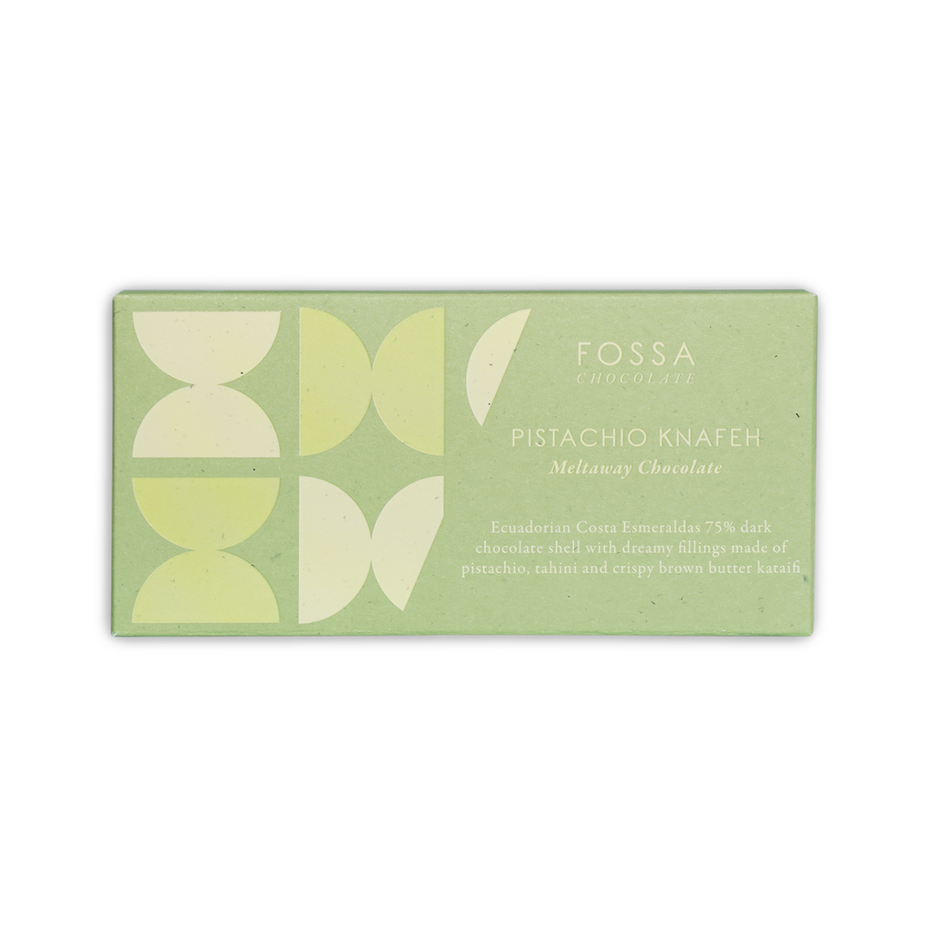 Fossa Milk Pistachio Meltaway Knafeh pale green wrapper